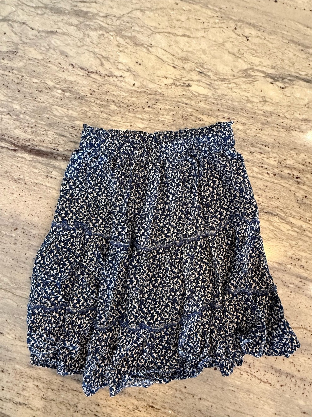 Cynthia Rowley Navy and White Floral Tiered Skirt